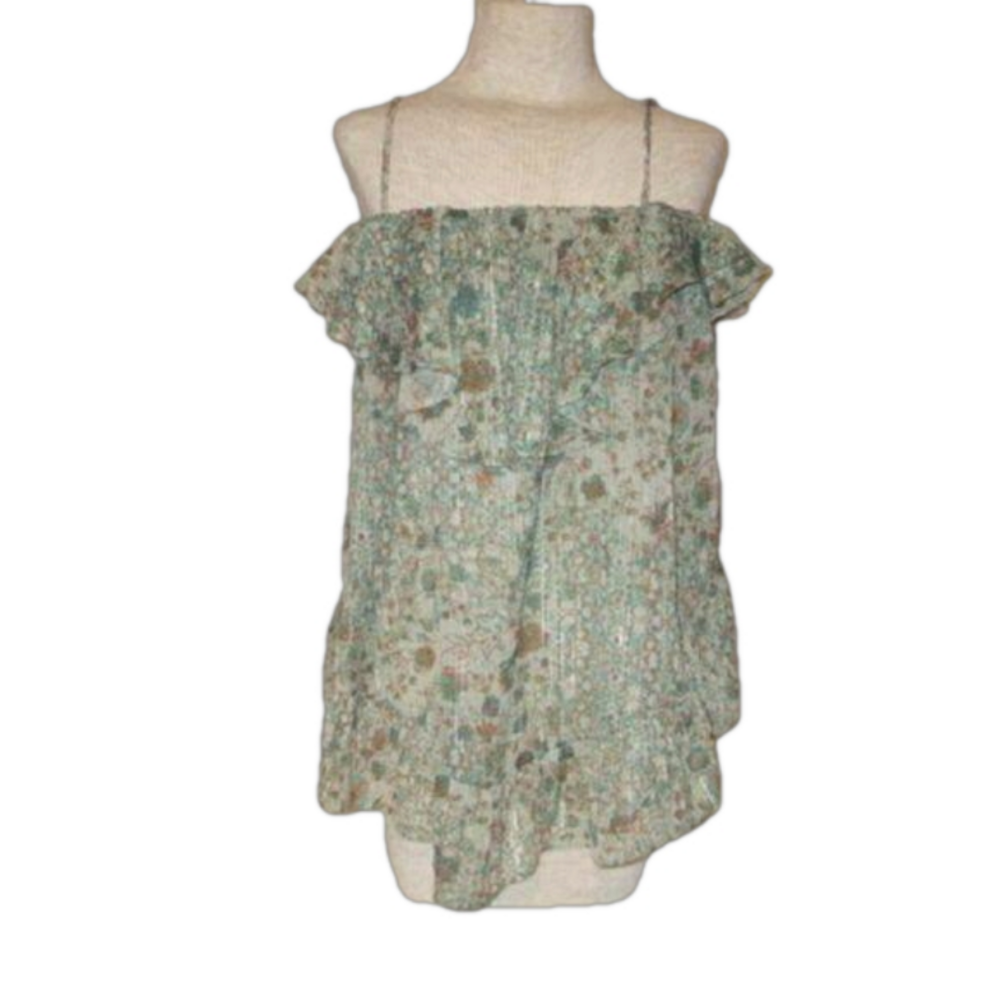 VS Victoria's Secret Light Green Floral Tank Top Flowy Sheer Blouse XS